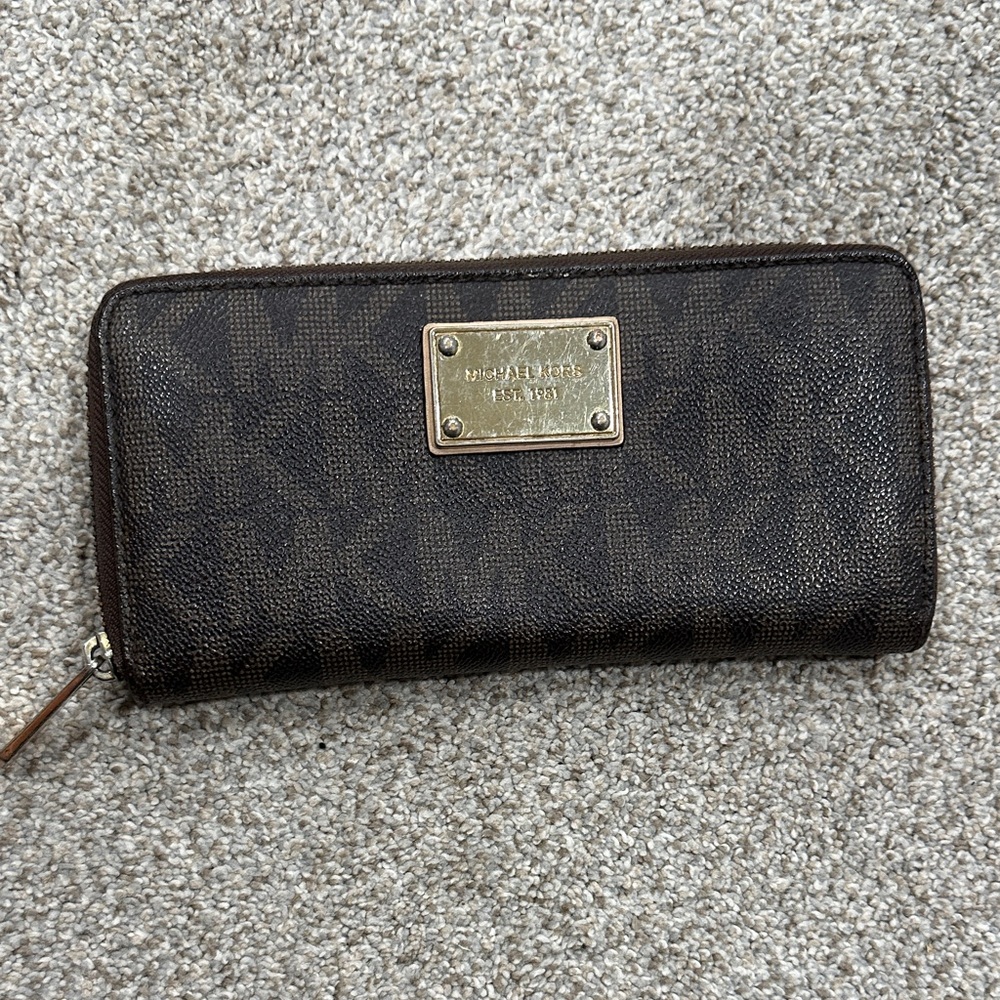 Michael Kors Dark Brown Zip-Around Wallet